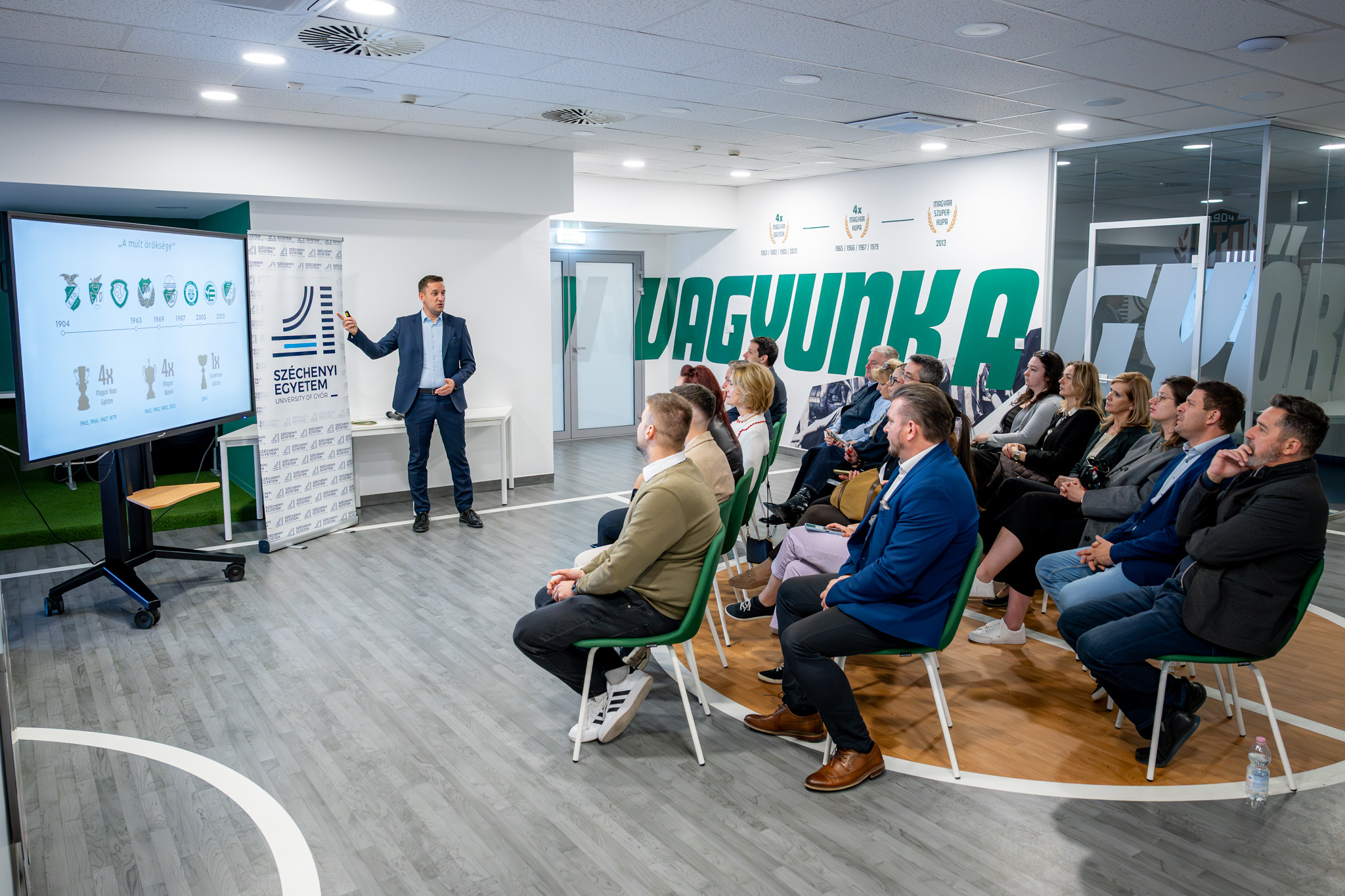Máté Havas, Director of Club Operations and Academy of ETO FC Győr, explained that cooperation with the university is extremely important for them (Photo: András Adorján)